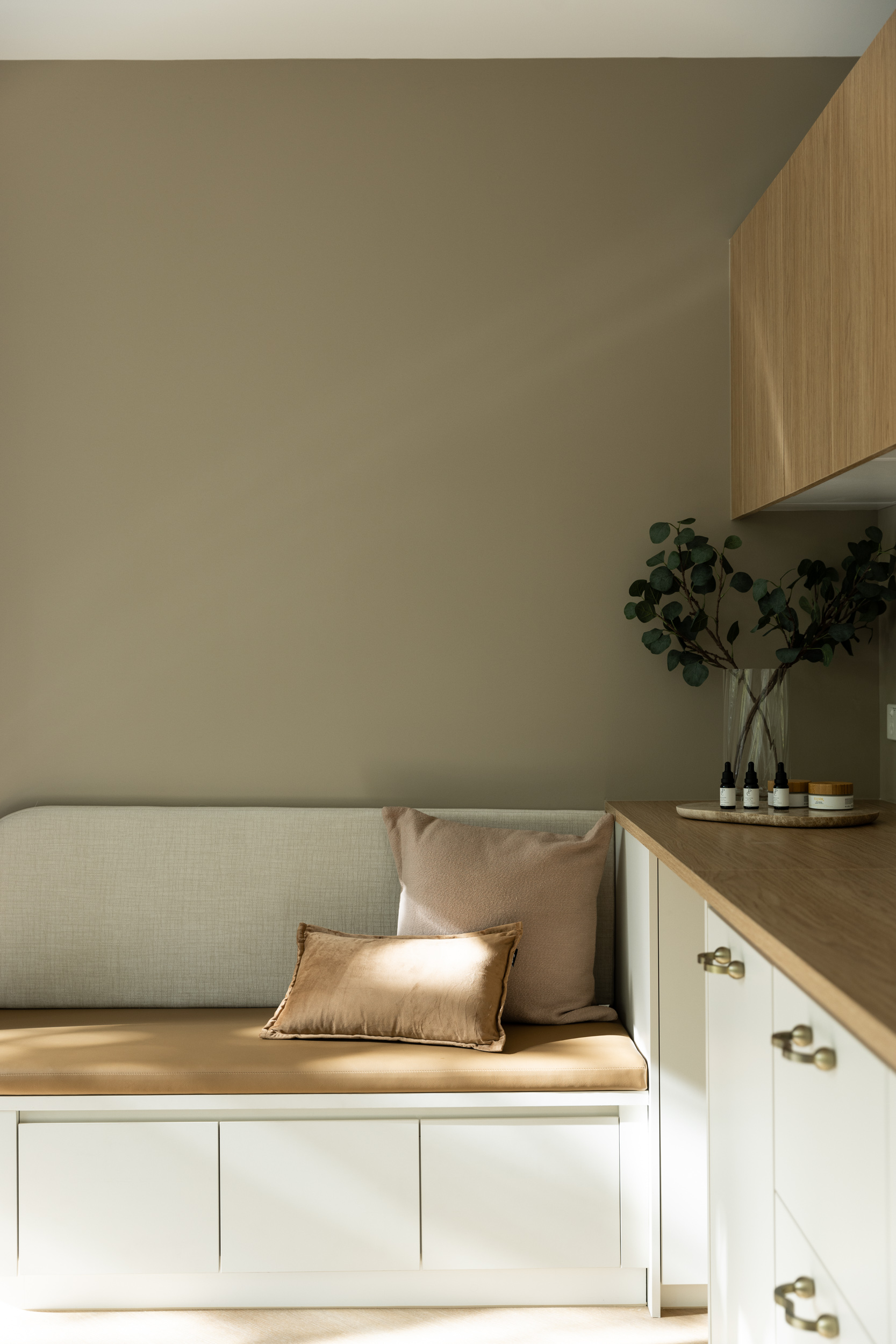 Bench seating with cushions